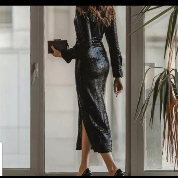 ZARA SEQUIN Black Dress - Picture 2 of 13